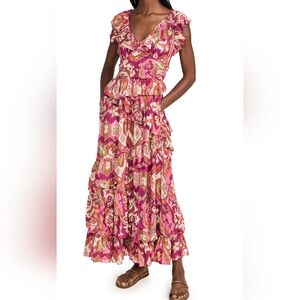 NWT LOVE THE LABEL-Women's Pink Patterned Maxi Dress